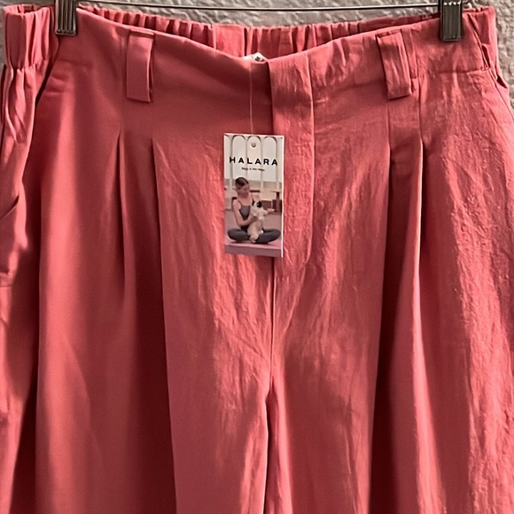 Halara High Waisted Side Pocket Wide Leg Solid Palazzo Casual Cotton Pants - Picture 6 of 9